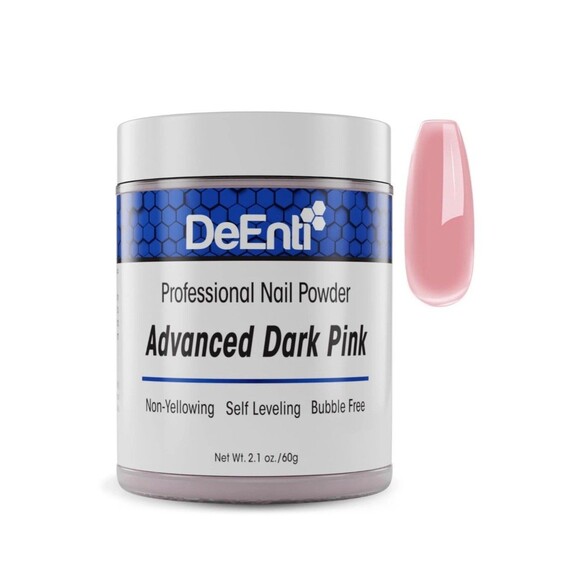 DeEnti Advanced Dark Pink Acrylic Nail Powder 2.1oz Dip Long Lasting Self Level - Picture 1 of 16